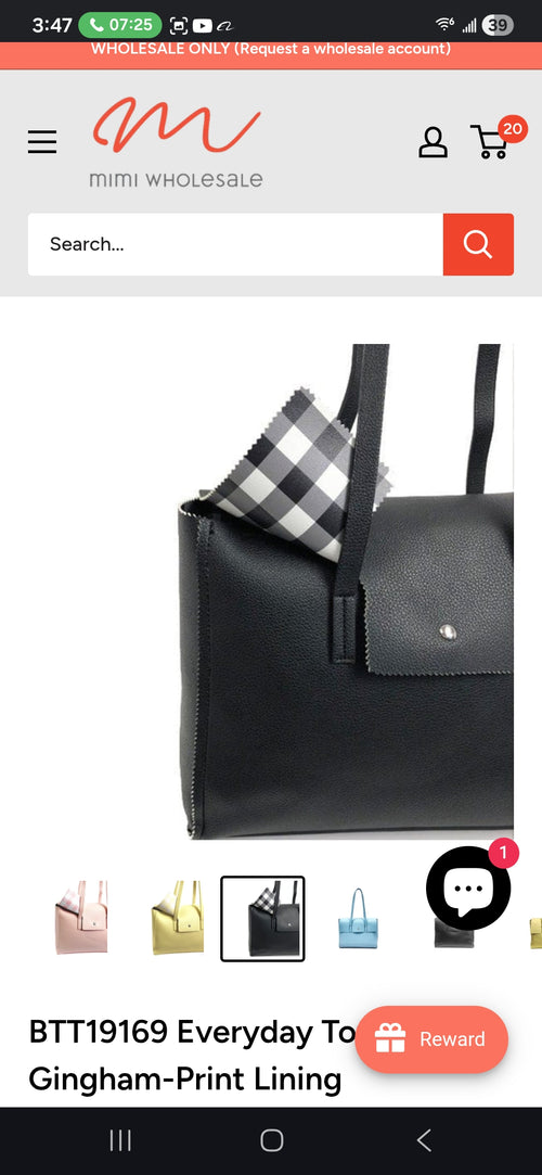 Everyday Tote w/ Gingham-Print Lining